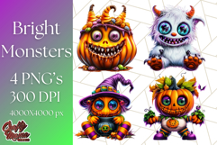 Spooky Cute Monster PNG Clipart, Adorable Halloween Monsters Product Image 1