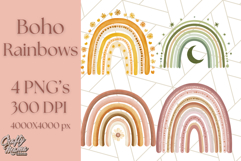 Boho Rainbow PNG Clipart, Earthy Arches &amp; Minimal Shapes Product Image 1