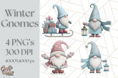 Cozy Winter Gnome Clipart PNG, Christmas Gnome Clip Art Product Image 1