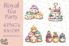 Princess Tea Party PNG Clipart with Teacups & Fancy Treats Product Image 1
