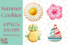 Summer Iced Cookie Clipart PNG, Cute Tropical Cookies Product Image 1