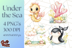 Under the Sea Nursery Clipart, Ocean Animals PNG Product Image 1