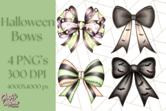 Muted Halloween Bow Clipart, Fall Ribbon PNG Autumn Hair Bow Product Image 1