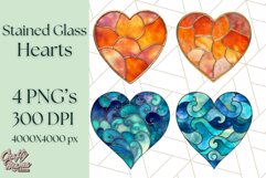 Stained Glass Heart PNG Clipart in Pastel and Bright Colors Product Image 1