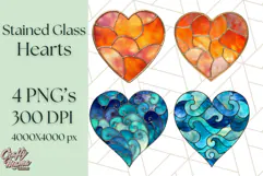 Stained Glass Heart PNG Clipart in Pastel and Bright Colors Product Image 1