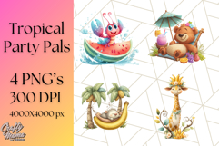 Tropical Fruit Party Animals PNG Clipart, Cute Summer Animal Product Image 1