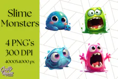 Slime Monster Clipart, Colorful Goo Graphics Png Product Image 1