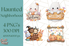 Halloween Neighborhood Clipart PNG for Trick or Treat Product Image 1