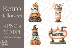 Retro Halloween Clipart Vintage PNG Graphics, 50s Holiday Product Image 1