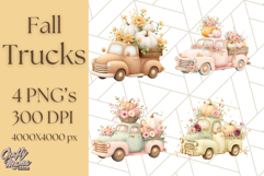 Vintage Truck Pumpkin and Fall Flowers PNG Clipart, Autumn Product Image 1