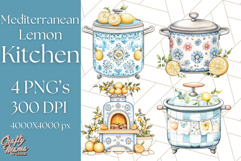 Mediterranean Cottagecore Kitchen PNG Clipart with Lemons Product Image 1