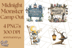 Midnight Monster Camp Out Clipart PNG, Halloween Png Product Image 1