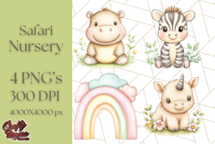 Pastel Safari Jungle Baby Animals PNG Clipart, Nursery Product Image 1