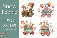 Snowman Family Clipart PNG Winter Holiday Art Product Image 1
