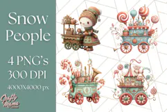 Snowman Family Clipart PNG Winter Holiday Art Product Image 1
