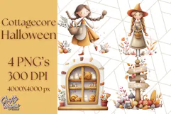 Cottagecore Halloween Clipart Cozy PNG, Autumn Fall Png Product Image 1