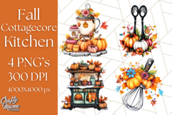Fall Cottagecore Kitchen Clipart, Cozy Autumn Kitchen PNG Product Image 1