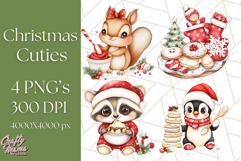 Christmas Baking Critters PNG Clipart, Cute Animals Holiday Product Image 1