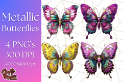 Metallic Butterfly Clipart PNG Clipart, Vibrant Butterfly Product Image 1