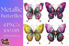 Metallic Butterfly Clipart PNG Clipart, Vibrant Butterfly Product Image 1