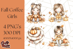 Pumpkin Spice Chibi Girls, Fall Accessories PNG, Cozy Autumn Product Image 1