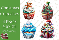 Christmas Cupcake PNG Clipart, Cute Food PNG, Holiday Treat Product Image 1