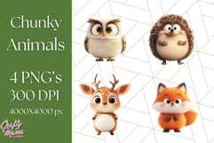 Chunky Kawaii Woodland Critters PNG Clipart, Cute Animals Product Image 1