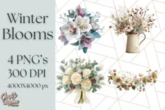 Whimsy Winter Florals Clipart PNG, Christmas Png Clipart Product Image 1