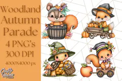 Woodland Autumn Parade Clipart PNG Fall Animals Product Image 1