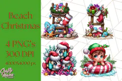Summer Christmas Clipart PNG, Tropical Holiday Art Clip Art Product Image 1