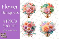 Pastel Flower Bouquet PNG Clipart, Elegant Floral Art Product Image 1