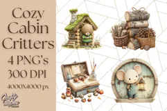 Cozy Cabin Critters Clipart PNG, Fall Animal Png Product Image 1