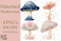 Dreamy Patterned Mushroom Clipart PNG, Forest Elements Png Product Image 1