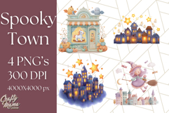 Pastel Halloween Town PNG Clipart, Spooky Shops &amp; Homes Png Product Image 1