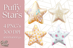 Cute Puffy Star Clipart PNG, 3D Glossy Pastel Stars Clip Art Product Image 1