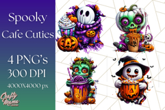 Spooky Café Cuties Halloween PNG Clipart, Holiday Elements Product Image 1