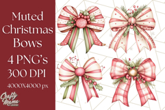 Muted Cozy Christmas Bows PNG Clipart, Winter Holiday Png Product Image 1