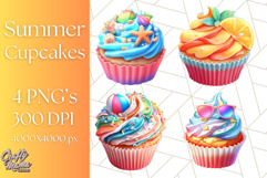 Bright Summer Cupcake PNG Clipart, Colorful Cupcakes Product Image 1