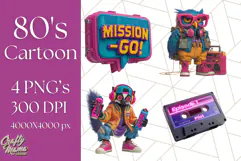 Forgotten 80s Cartoon Clipart PNG, Retro Animal Heroes Product Image 1