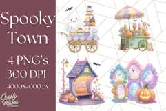 Pastel Halloween Town PNG Clipart, Spooky Shops &amp; Homes Png Product Image 1