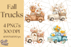 Vintage Truck Pumpkin and Fall Flowers PNG Clipart, Autumn Product Image 1