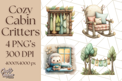 Cozy Cabin Critters Clipart PNG, Fall Animal Png Product Image 1