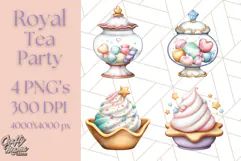 Princess Tea Party PNG Clipart with Teacups & Fancy Treats Product Image 1