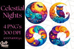Whimsical Celestial Moon and Stars Clipart Constellation Png Product Image 1