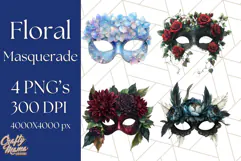 Vintage Garden Masquerade Floral Eye Mask PNG Clipart Product Image 1