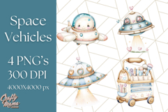 Kawaii Space Vehicles Clipart PNG, Cute Sci-Fi Tech Clip Art Product Image 1