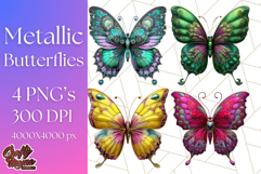 Metallic Butterfly Clipart PNG Clipart, Vibrant Butterfly Product Image 1