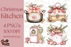 Christmas Cottagecore Kitchen Clipart PNG, Holiday Decor Product Image 1