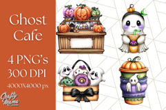 Ghost Café PNG Clipart, Cute Ghost Baristas Halloween Treats Product Image 1