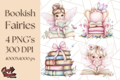 Bookish Fairy PNG Clipart, Whimsical Reading Elements Png Product Image 1
